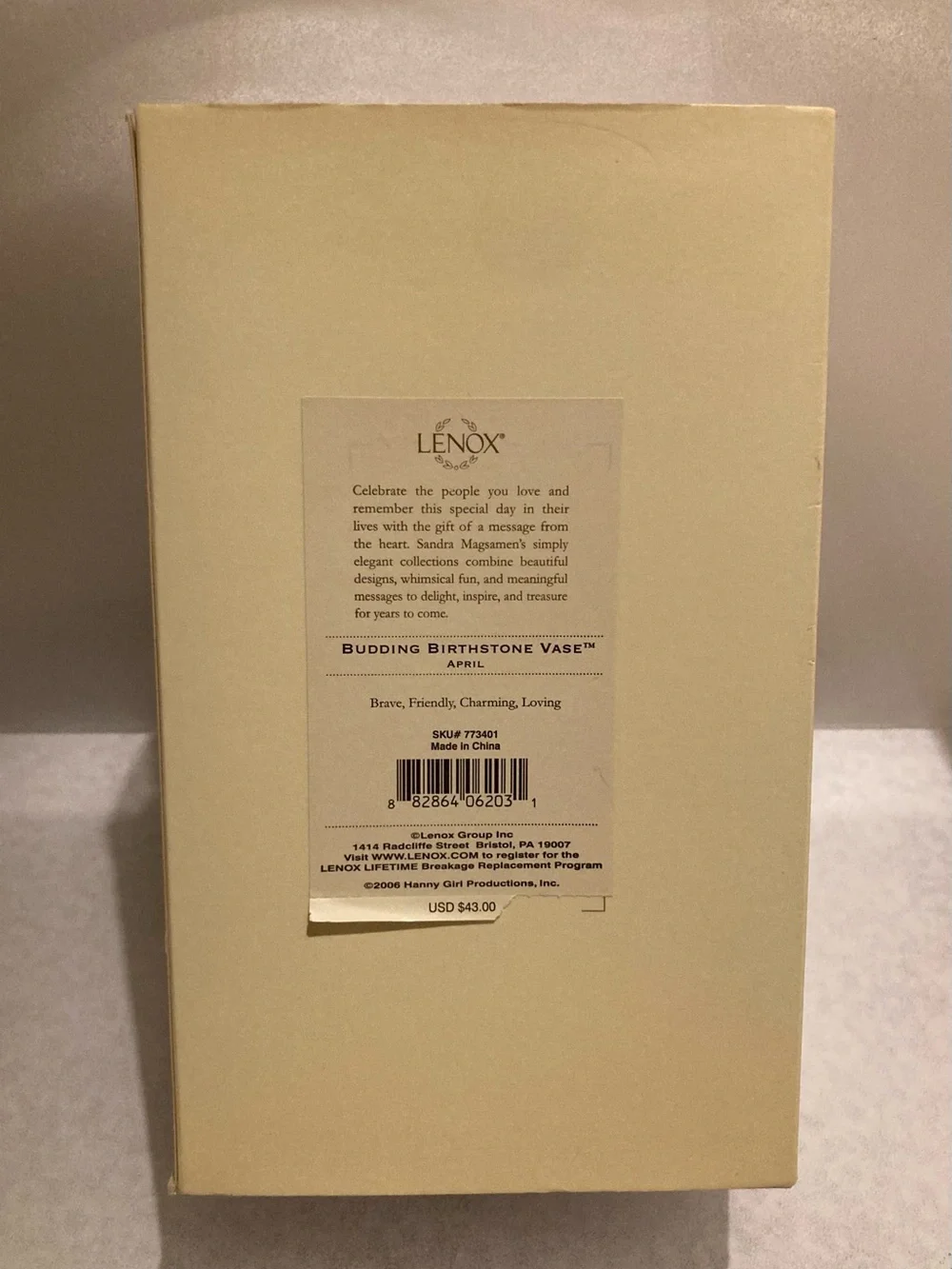 Lenox Budding Birthstone Vase APRIL